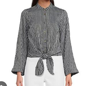 Michael Kors Striped tie waist Plus Size blouse